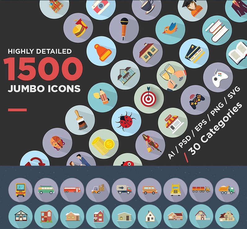 Jumbo Flat Icons Pack Icon Set Template