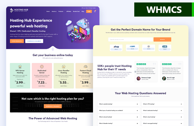 hosting hub whmcs theme