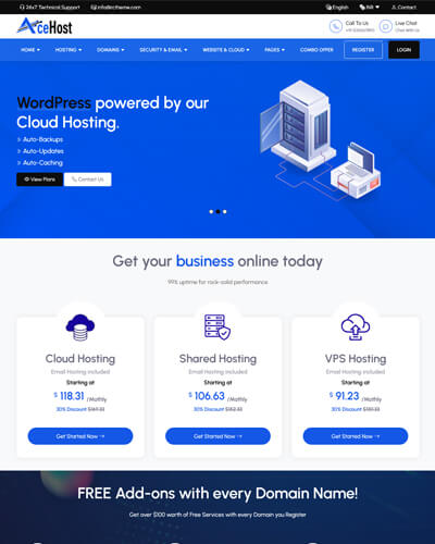 acehost web hosting template