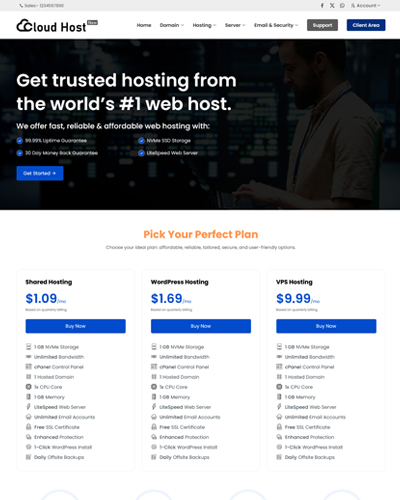 cloudhost new web hosting template