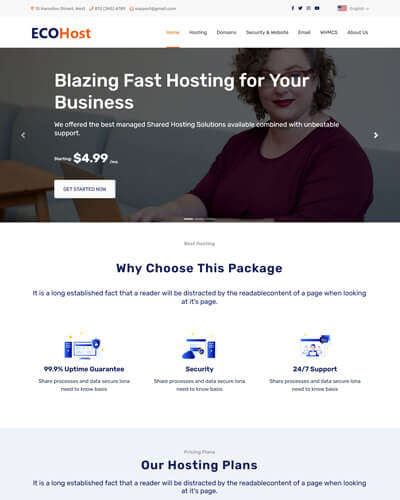ecohost web hosting template