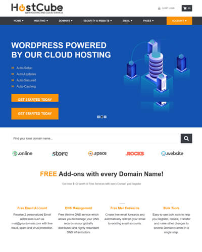 hostcube web hosting template