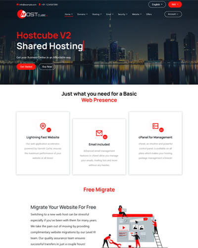 hostcube v2 web hosting template