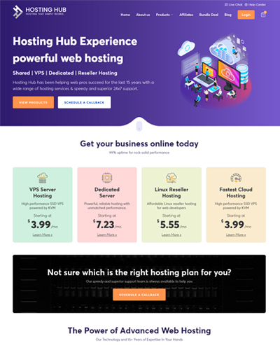 hosting hub web hosting template