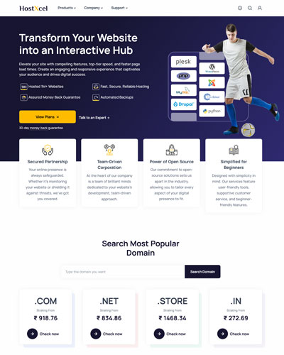 hostxcel web hosting template