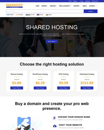 maxhost web hosting template