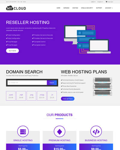 mycloud web hosting template