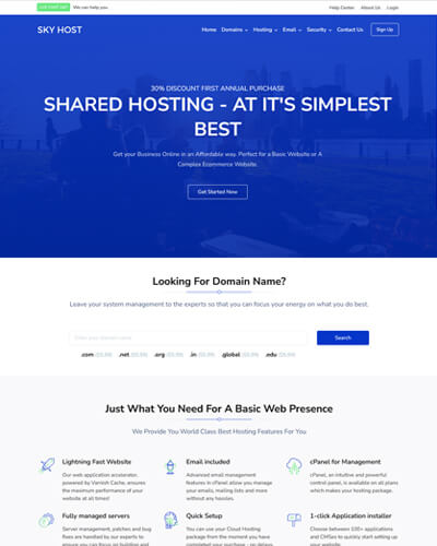 skyhost web hosting template