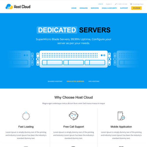 host cloud whmcs hosting theme