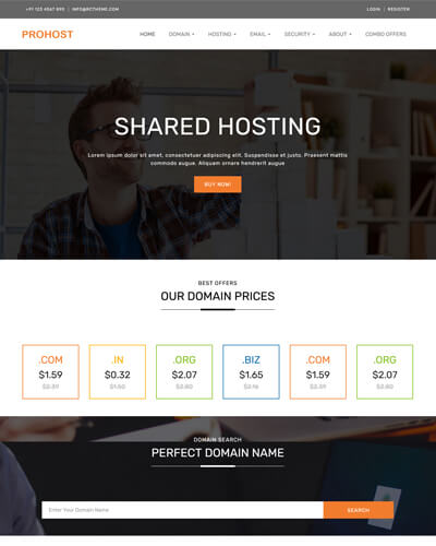prohost web hosting theme